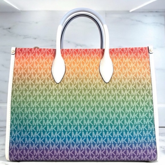Michael Kors Mirella Medium Rainbow Logo Tote Bag Rainbow - Picture 5 of 8